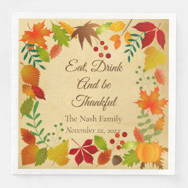 Farbige Herbstblätter für Erntedank Serviette