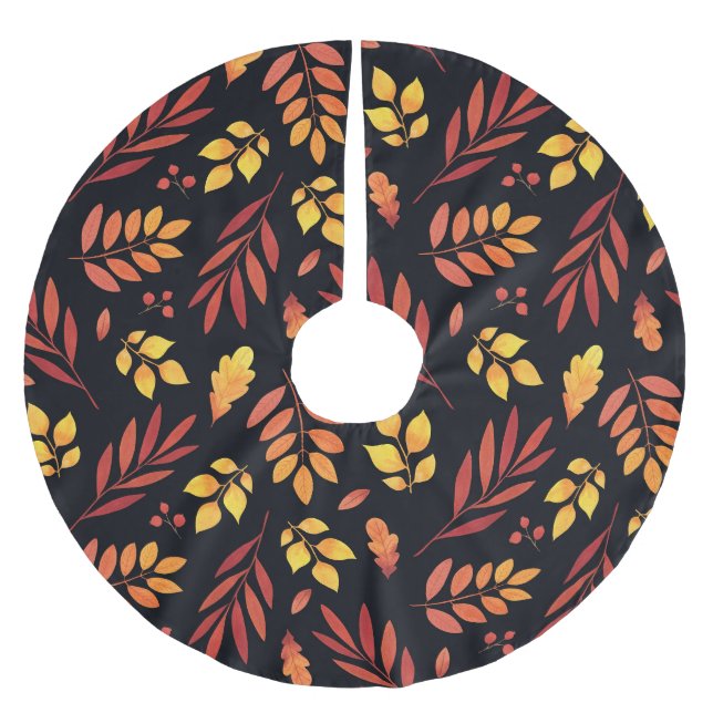 Farbige Herbstblätter Polyester Weihnachtsbaumdecke (Vorderseite)