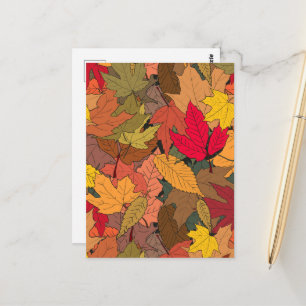 Farbige Herbstblätter Postkarte