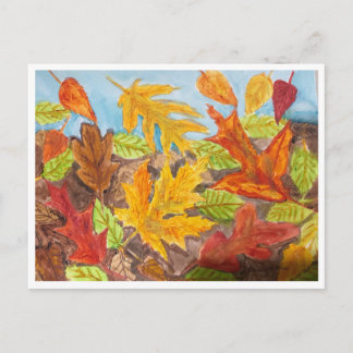 Farbige Herbstblätter Postkarte