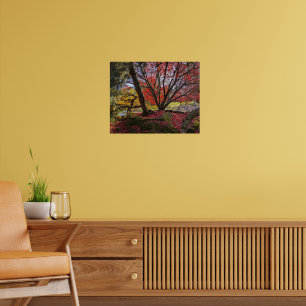 Farbige Herbstblätter und Baumlandschaft Poster