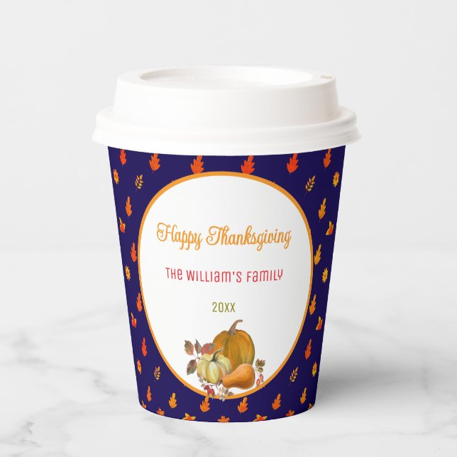 Farbige Herbstlaub Muster Erntedank Party Pappbecher (Vorderseite)