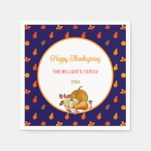 Farbige Herbstlaub Muster Erntedank Party Serviette