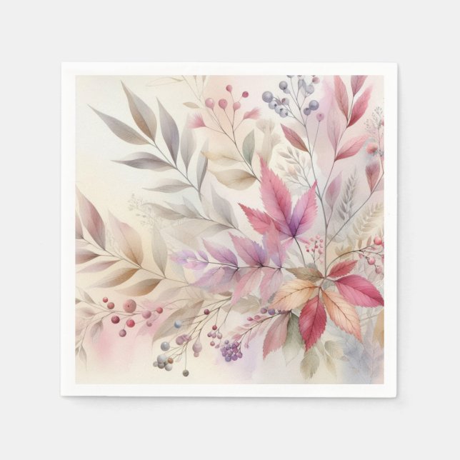Farbige Herbstlaube Aquarellfarben, Pastellfarben Serviette (Vorderseite)