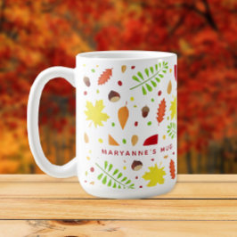 Farbige Herbstlaube individuelle Name Kaffeetasse