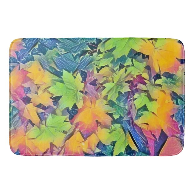 Farbige Herbstlaube mit Herbstfarben Aquarell Badematte (Vorderseite)