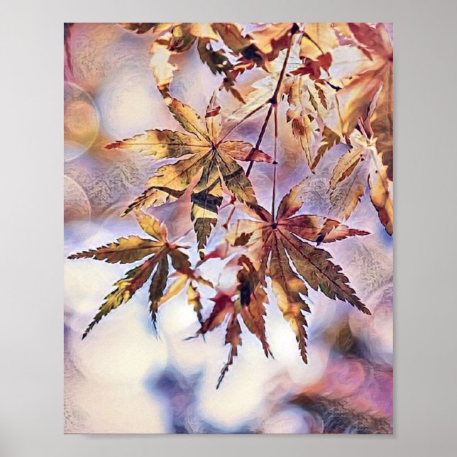 Farbige Herbstlaube mit Herbstfarben Aquarell Poster (Vorne)