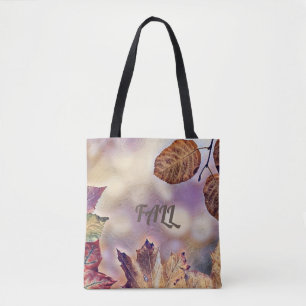 Farbige Herbstlaube mit Herbstfarben Aquarell Tasche