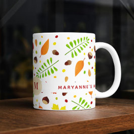 Farbige Herbstlaube mit individuelle Name Kaffeetasse