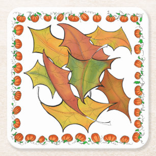 Farbige Herbstleaves Pumpkins Party Rechteckiger Pappuntersetzer