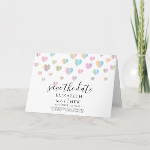 Farbige Herz-Sprenkel Save the Date Design Einladu Einladung