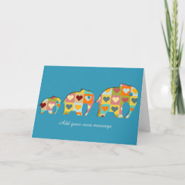 Farbige HerzElefanten Papercut Style Karte