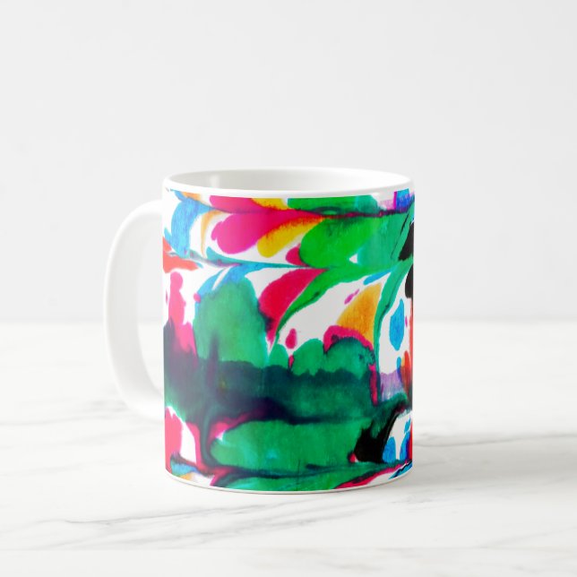 Farbige Herzen Kaffeetasse (Vorderseite Links)