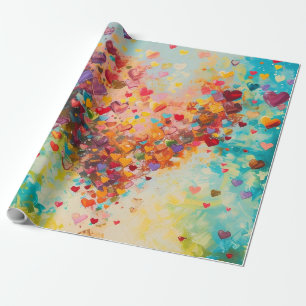 Farbige Herzen malen Kunst romantische Liebe       Geschenkpapier