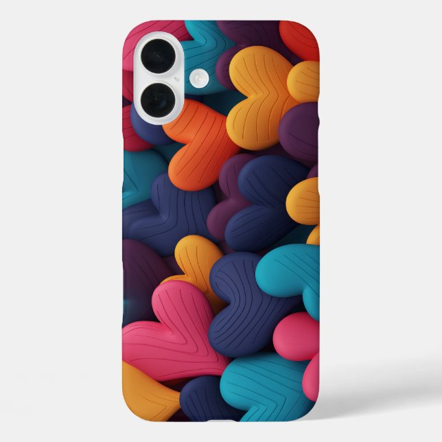 Farbige Herzen mit Texturen iPhone 16 Plus Hülle (Rückseite)