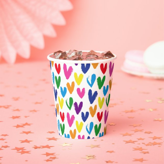 Farbige Herzen Pappbecher (Insitu)