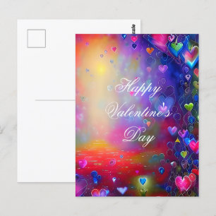 Farbige Herzen rahmen Valentinstag Postkarte