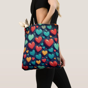 Farbige Herzen, Valentinskunst Tasche