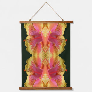 Farbige Hibiskus Blume Nah Abstrakt Wandteppich Mit Holzrahmen