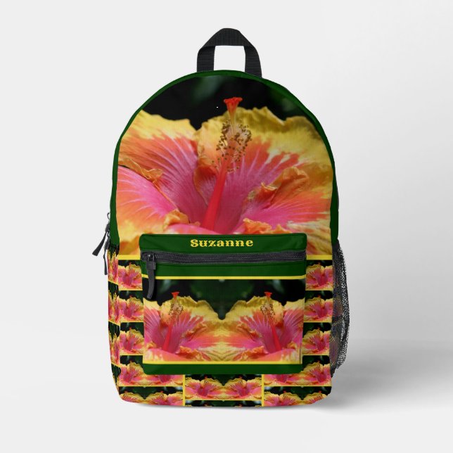 Farbige Hibiskus Blume Nah Personalisiert Bedruckter Rucksack (Vorderseite)