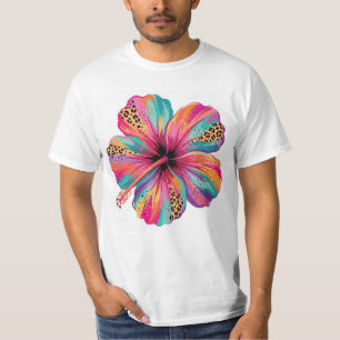 Farbige Hibiskusblüte Tropisches PNG T-Shirt
