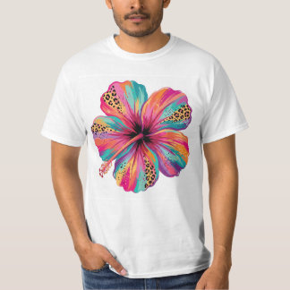 Farbige Hibiskusblüte Tropisches PNG T-Shirt