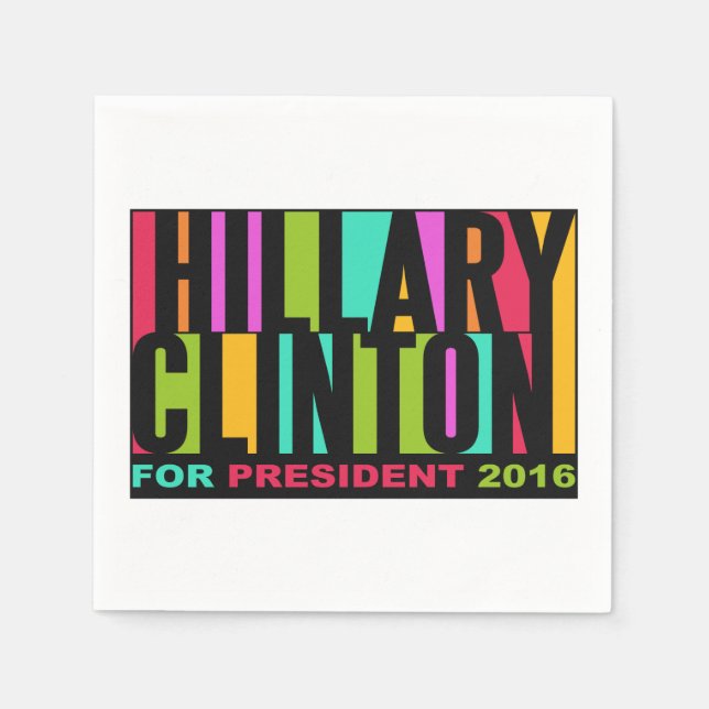 Farbige Hillary Clinton 2016 Papierservietten (Vorderseite)