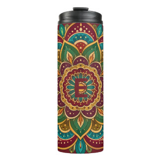 Farbige Hippie-Mandala spirituell Boho Thermosbecher