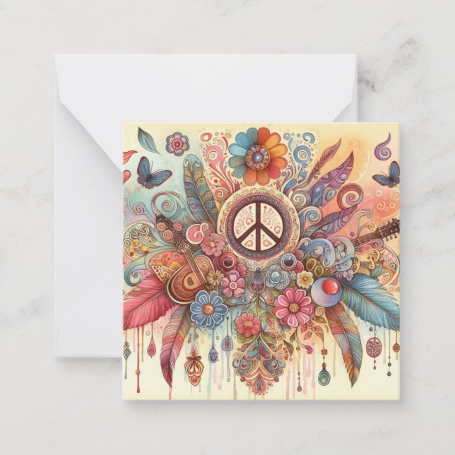 Farbige Hippiekarte Mitteilungskarte (Vorderseite)