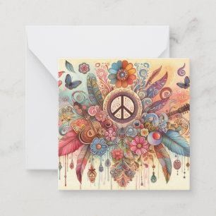 Farbige Hippiekarte Mitteilungskarte