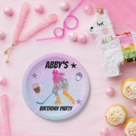 Farbige Hockey-Player-Teller Pappteller