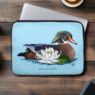 Farbige Holzente Wasserlilie Wildtier Blau Laptopschutzhülle