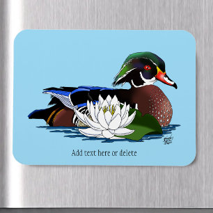 Farbige Holzente Wasserlilie Wildtier Blau Magnet