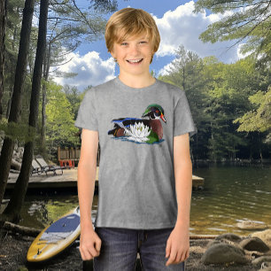 Farbige Holzente Wasserlilie Wildtier Blau Tri-Blend Shirt