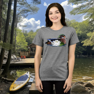 Farbige Holzente Wasserlilie Wildtier Blau Tri-Blend Shirt