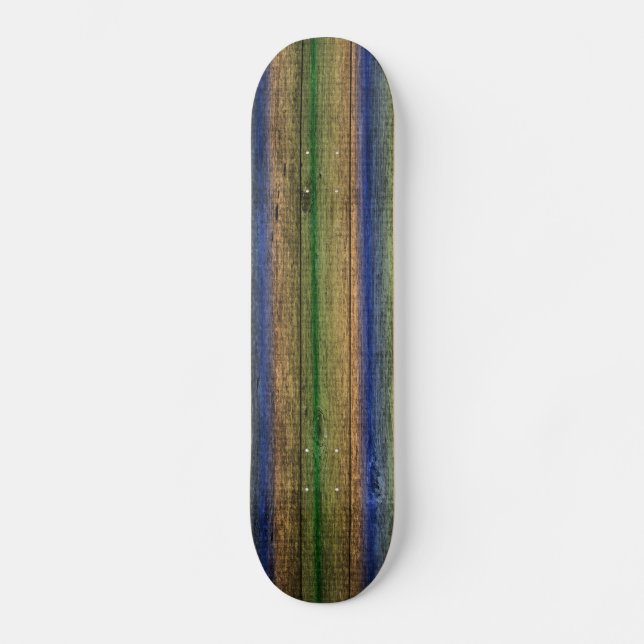 farbige Holzwand Vintag Skateboard (Vorderseite)