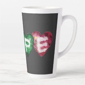 Farbige HOPE-Herzen – Inspirierende Liebestypograf Milchtasse