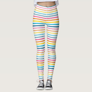 Farbige horizontale gepunktete Streifen Geometrisc Leggings