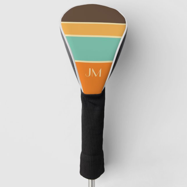 Farbige horizontale Linien im Retrostil Golf Headcover (Vorderseite)