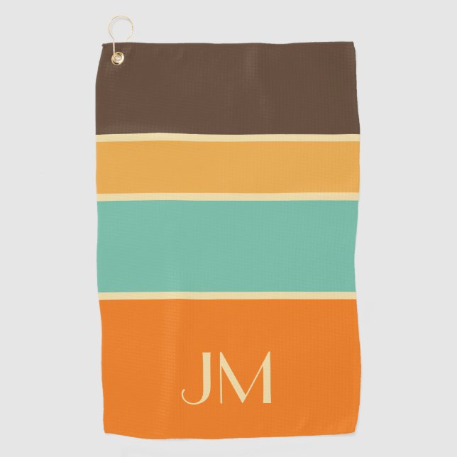 Farbige horizontale Linien im Retrostil Golfhandtuch (Vorderseite)
