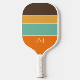 Farbige horizontale Linien im Retrostil Pickleball Schläger