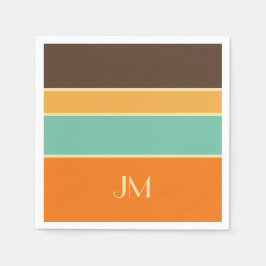 Farbige horizontale Linien im Retrostil Serviette