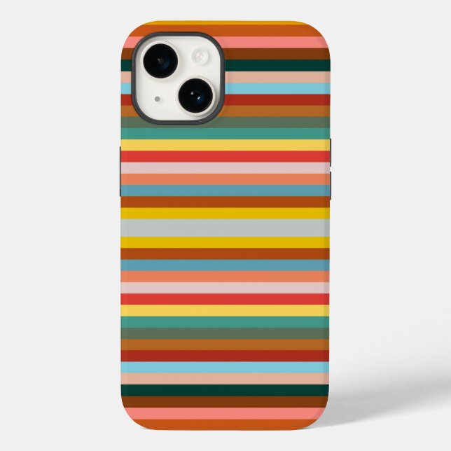 Farbige horizontale Retrostreifen Case-Mate iPhone 14 Hülle (Rückseite)