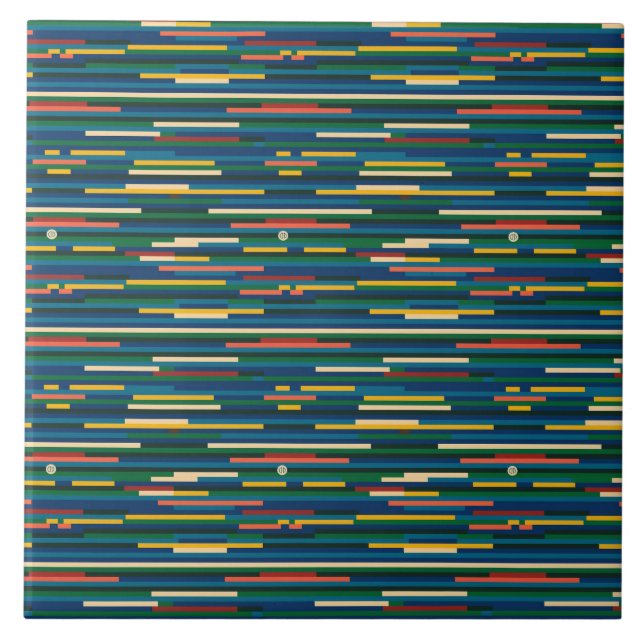 Farbige horizontale Streifen abstrakte Kunst Fliese (Vorderseite)