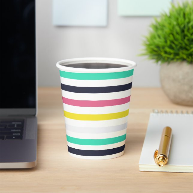 Farbige horizontale Streifen Pappbecher (InSitu)