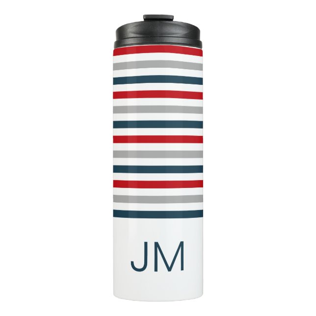 Farbige horizontale Streifen Thermosbecher (Vorderseite)