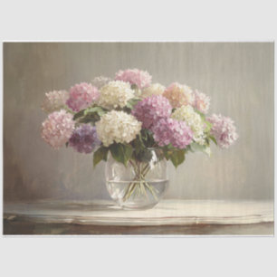 Farbige Hortensien-Blumenstrauß-Stillleben-Decoupa Seidenpapier