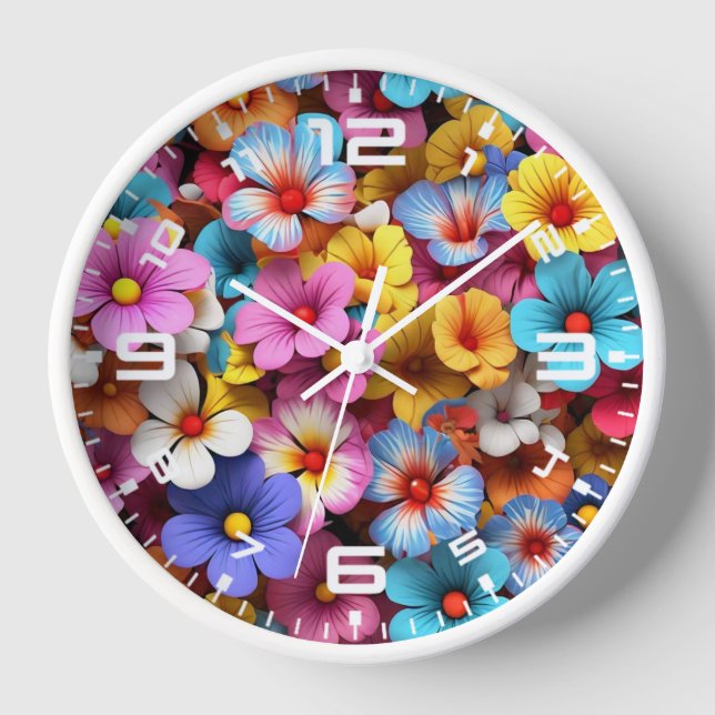 Farbige Hübsche Blume Muster-20240 Uhr (Vorderseite)