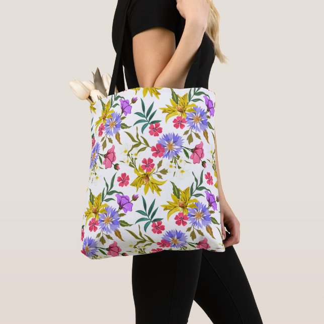 Farbige hübsche Blume Muster Totbeutel Tasche (Von Nahem)