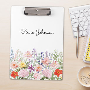 Farbige hübsche Blumen Florale Gärten Personalisie Klemmbrett